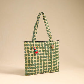 Green Handcrafted Quilted Cotton Handbag