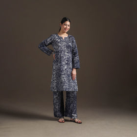 Hand Batik Print Cotton Straight Kurta with Palazzo Set for women 05