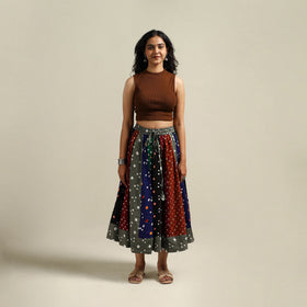 Multicolor - Bandhani Tie-Dye Patchwork Cotton Short Skirt 62