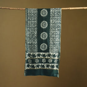 Green - Pipad Hand Block Print Natural Dyed Chanderi Silk Handloom Stole 64