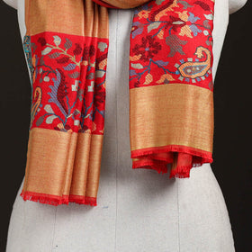 Plain Modal Silk Stole with Woven Border for Women 09