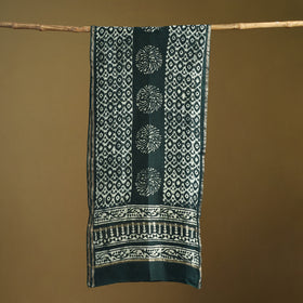 Green - Pipad Hand Block Print Natural Dyed Chanderi Silk Handloom Stole 65