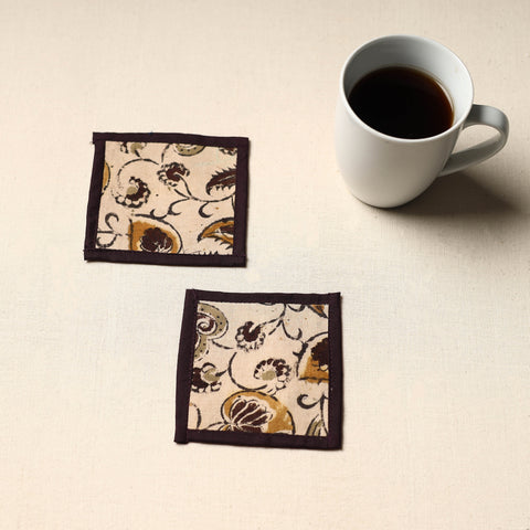Beige Handmade Cotton Coasters (Set of 2)