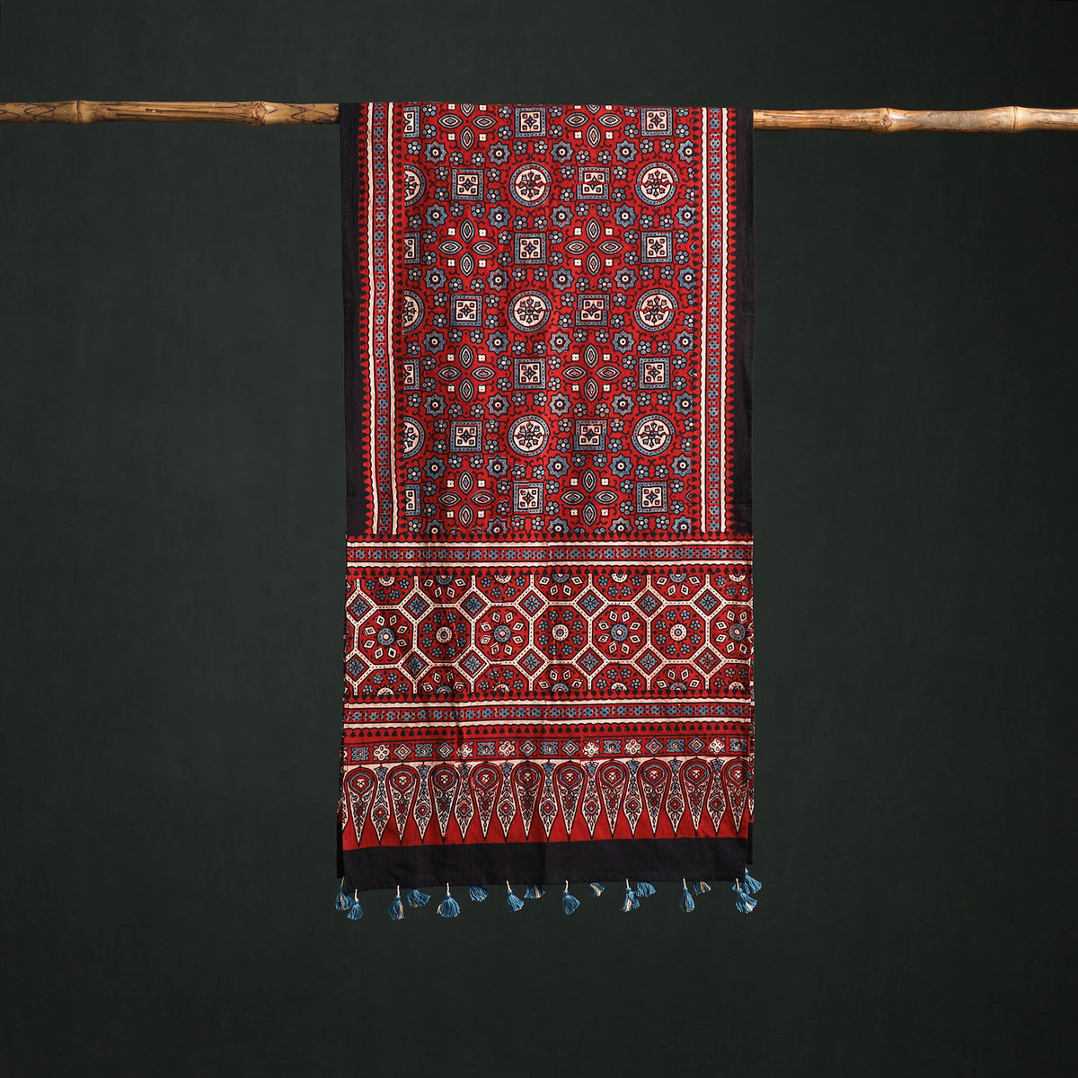 Pure Cotton Ajrakh Hand Block Print Natural Dyed Stole 02