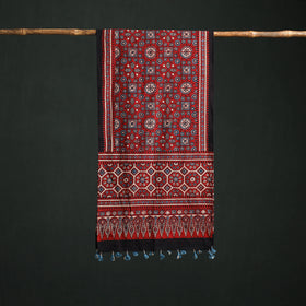 Pure Cotton Ajrakh Hand Block Print Natural Dyed Stole 02