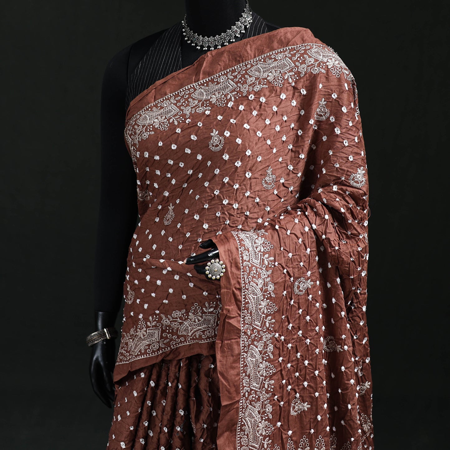 Kutch Bandhani Tie-Dye Cotton Saree 06