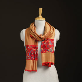 Plain Modal Silk Stole with Woven Border for Women 09