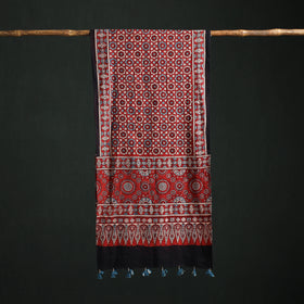 Pure Cotton Ajrakh Hand Block Print Natural Dyed Stole 01