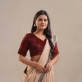 Red - Velvet Natural Dyed Ajrakh Print Blouse 02