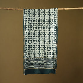 Green - Pipad Hand Block Print Natural Dyed Chanderi Silk Handloom Stole 67
