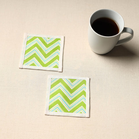 Green Handmade Cotton Coasters (Set of 2)