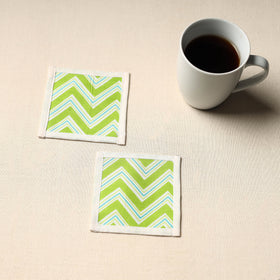 Green Handmade Cotton Coasters (Set of 2)