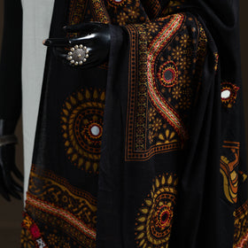 Kutch Hand Embroidered Mirror Work Printed Cotton Dupatta 04