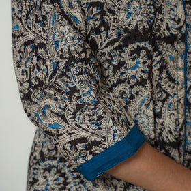  Black Block Print Cotton A-Line Kalamkari Kurta for Women