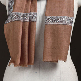 Brown - Plain Weave Hashidar Fine Wool Stole for Women 10