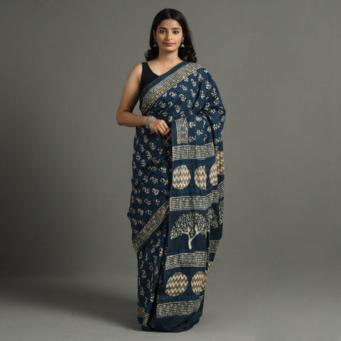 block printed saree