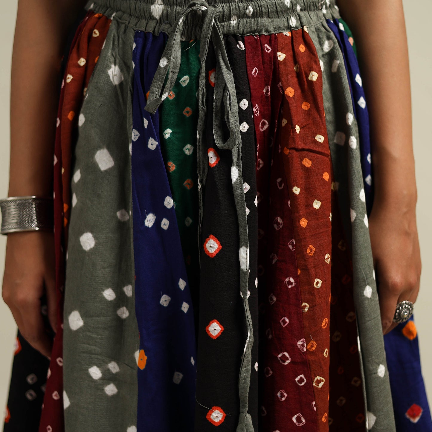 Multicolor - Bandhani Tie-Dye Patchwork Cotton Short Skirt 62
