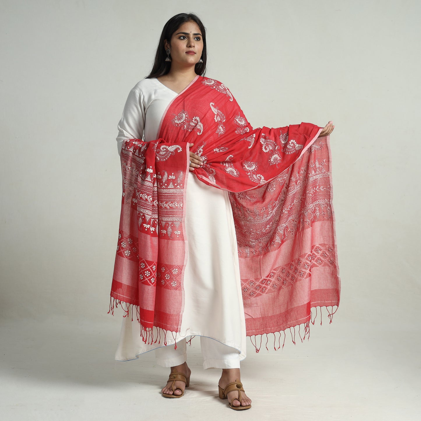 Kantha Embroidery Silk Dupatta