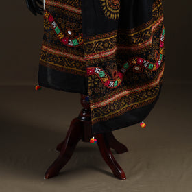 Kutch Hand Embroidered Mirror Work Printed Cotton Dupatta 04