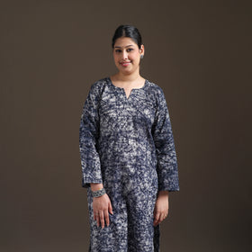 Hand Batik Print Cotton Straight Kurta with Palazzo Set for women 05