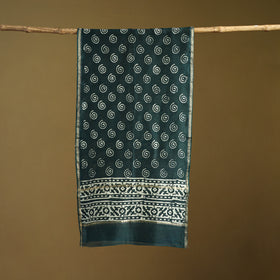 Green - Pipad Hand Block Print Natural Dyed Chanderi Silk Handloom Stole 68