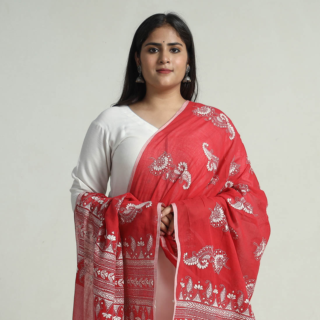 Kantha Embroidery Silk Dupatta