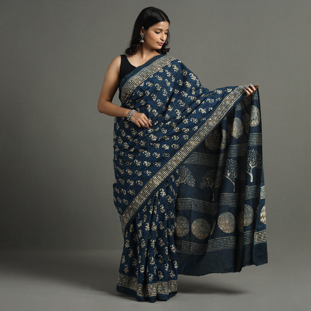 block printed saree