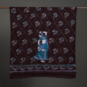 Brown - cotton hand batik dupatta 28 - handcrafted