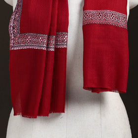 Red - Plain Weave Hashidar Fine Wool Stole for Women 13