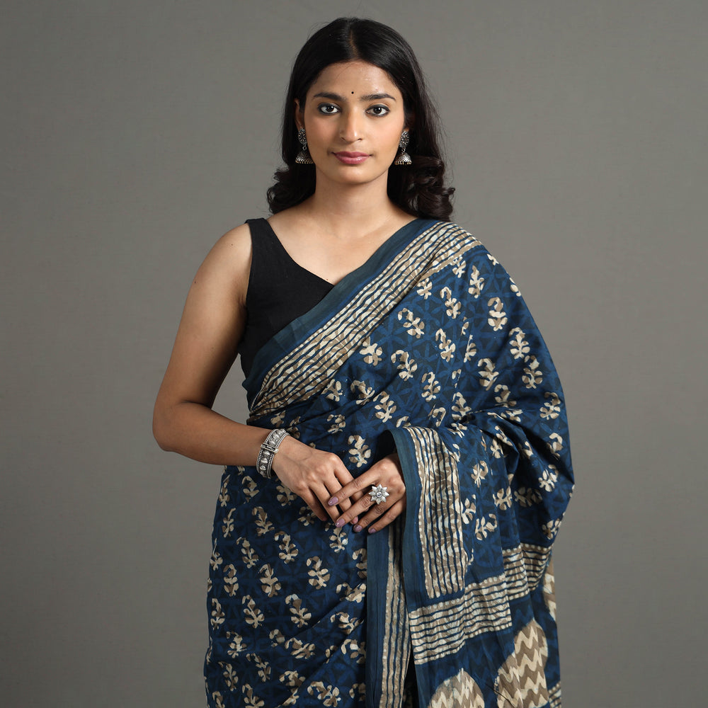 block printed saree