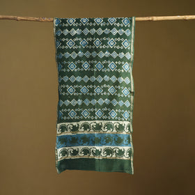 Green - Pipad Hand Block Print Natural Dyed Chanderi Silk Handloom Stole 71