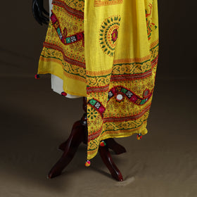 Kutch Hand Embroidered Mirror Work Printed Cotton Dupatta 02
