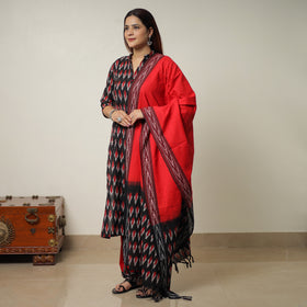 Buy Pochampally Ikat Weave Cotton Kurta with Palazzo & Dupatta Set 01 Online l iTokri.com