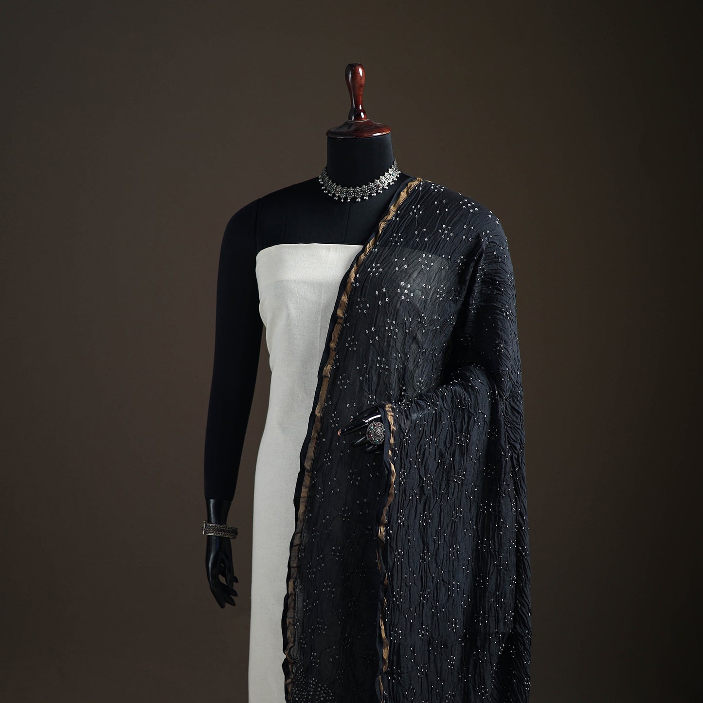 Kutch Bandhani Dupatta in Chanderi Silk 09