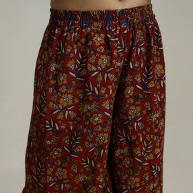 Buy Red Flared Cotton Block Print Kalamkari Kurta Set