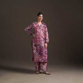 Hand Batik Print Cotton Straight Kurta with Palazzo Set for women 19