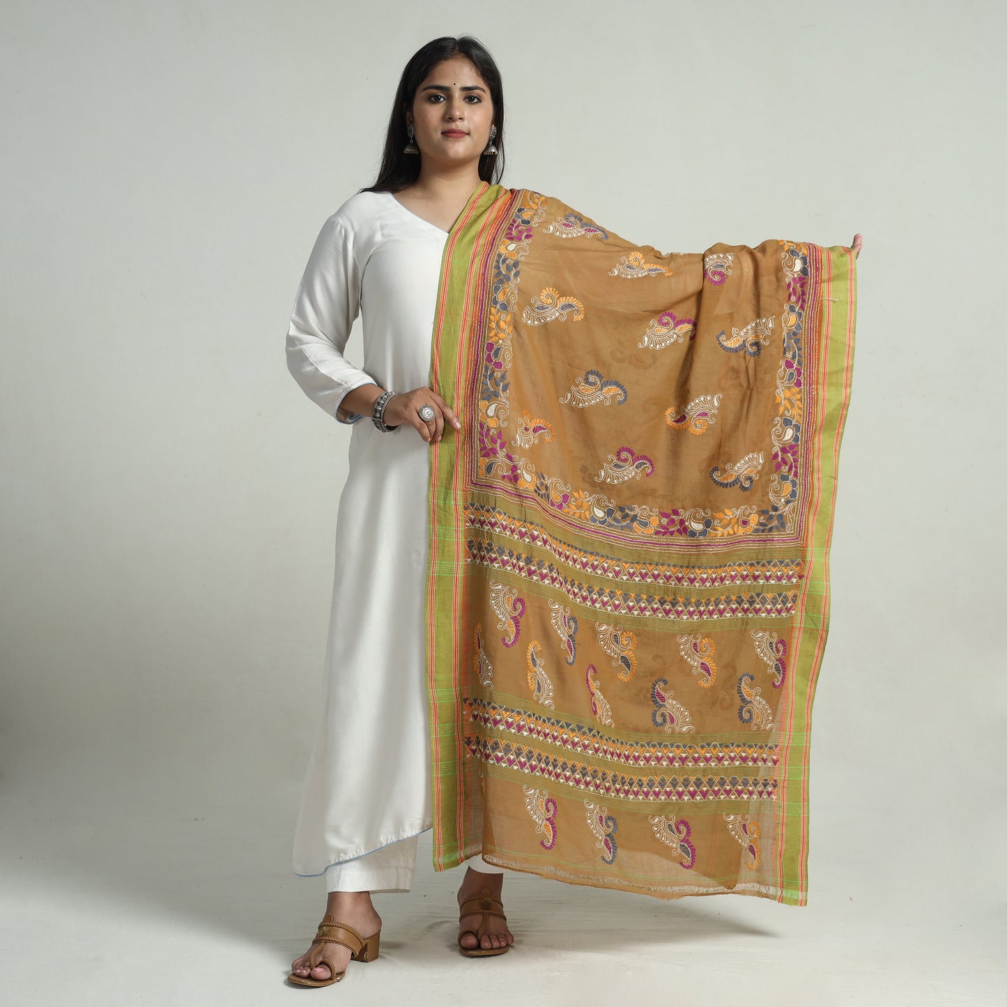 Kantha Embroidery Silk Dupatta