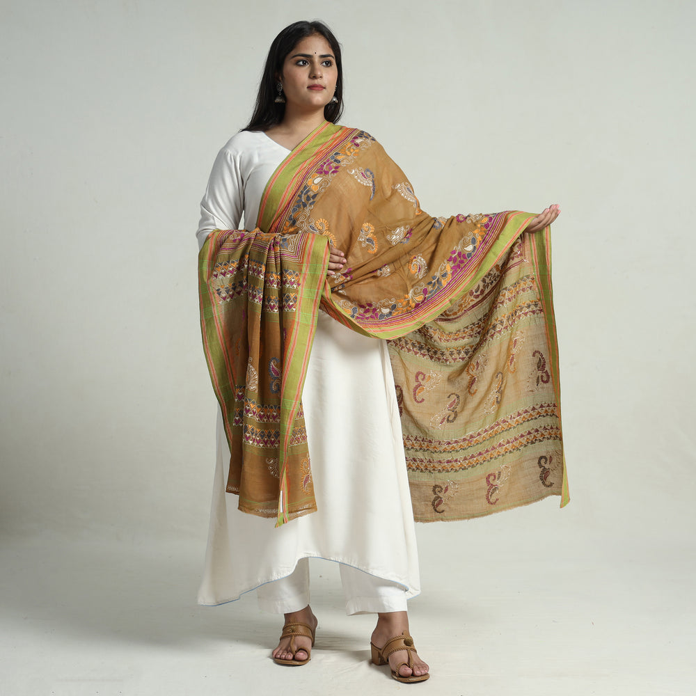 Kantha Embroidery Silk Dupatta