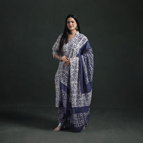 Hand Batik Print Cotton Suit Set with Dupatta for Women 14