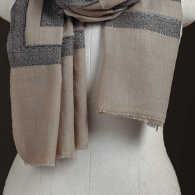Brown - Plain Fine Wool Stole with Woven Border for Women 16