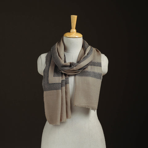 Plain Fine Wool Stole with Woven Border for Women 16