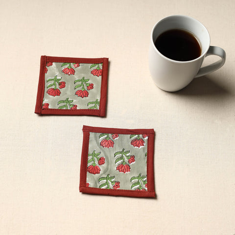 Green Handmade Cotton Coasters (Set of 2)