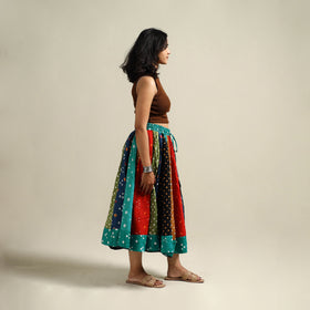 Multicolor - Bandhani Tie-Dye Patchwork Cotton Short Skirt 64