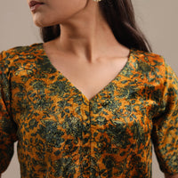 Yellow - Velvet Natural Dyed Ajrakh Print Blouse 01