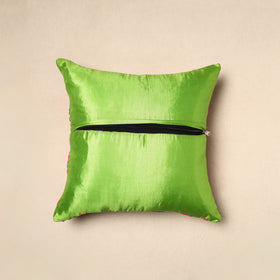 Green Chinon Phulkari Embroidered Cushion Cover