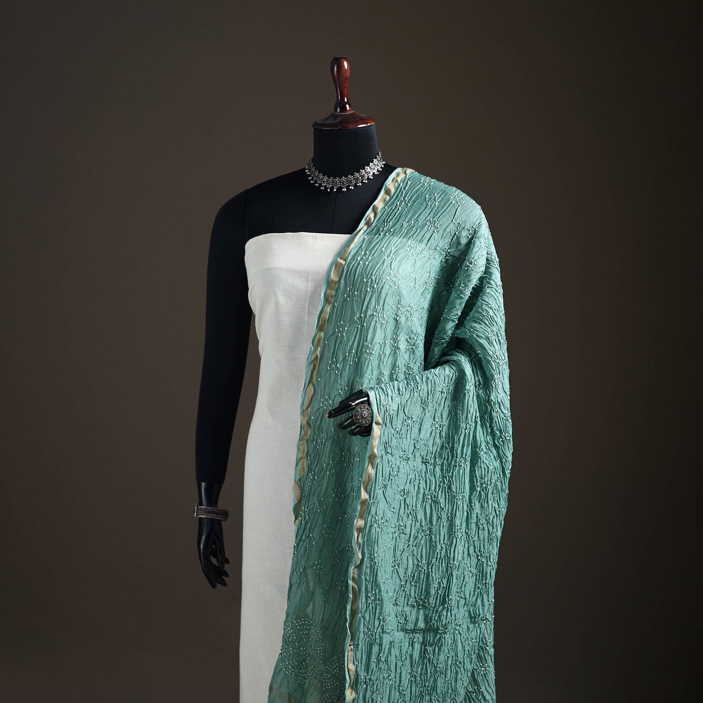 Kutch Bandhani Dupatta in Chanderi Silk 10