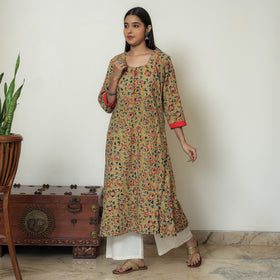 Buy Hand Block Print Cotton A-Line Kalamkari Kurta For Women