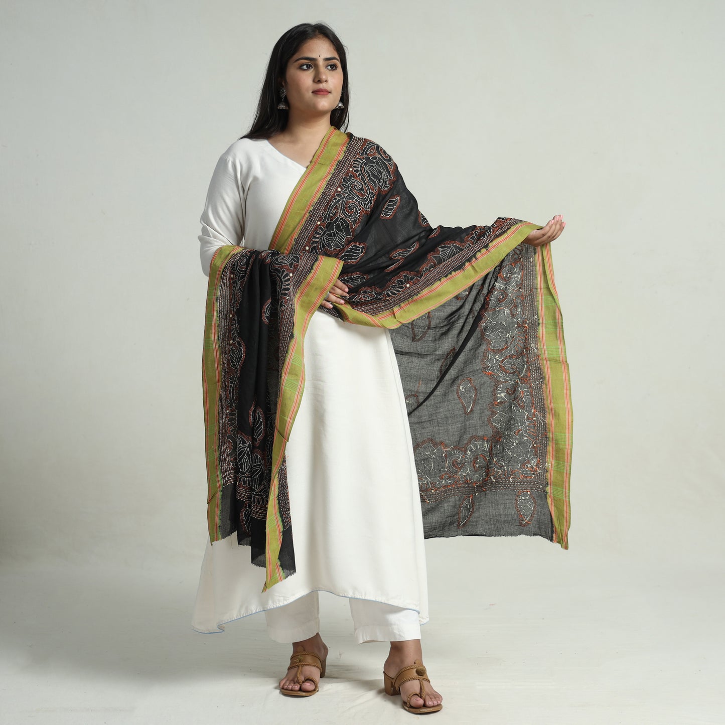 Kantha Embroidery Silk Dupatta