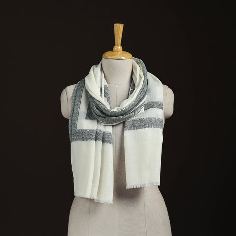 Plain Fine Wool Stole with Woven Border for Women 19