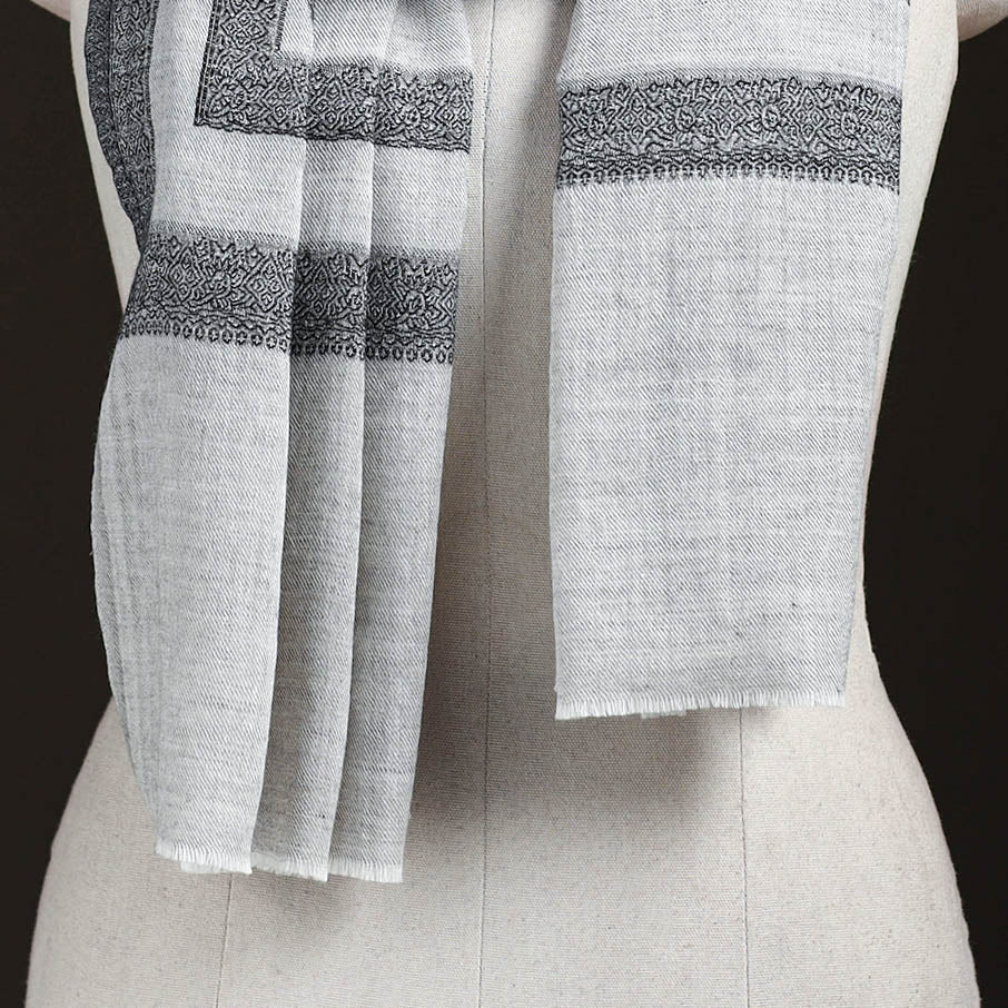Plain Fine Wool Stole with Woven Border for Women 20